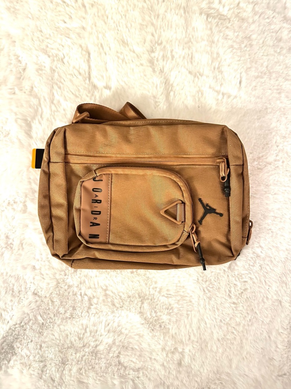 New NIKE JORDAN Monogram Crossbody Strap Bag Brown Cordura Utility Messenger